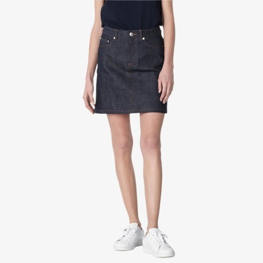 NWOT A.P.C Raw Japanese Selvedge Straight Indigo Denim Jean Skirt EU 36